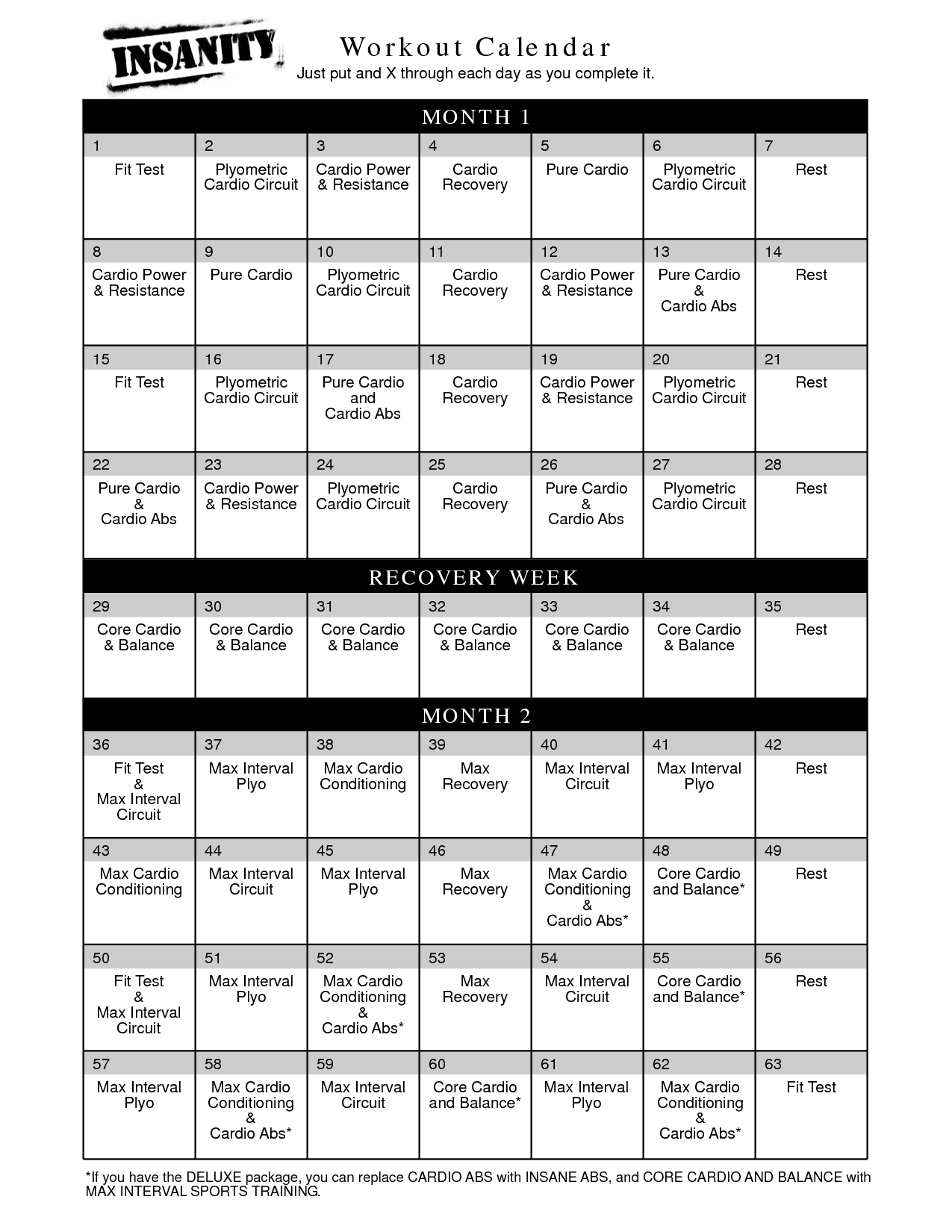 Insanity. 15. Max Interval Sports Training (can Be Used Instead Of Core Cardio And Balance